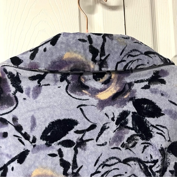 Anthropologie Odille Periwinkle Blue Purple Floral Velour Velvet Lined Jacket - Picture 10 of 16